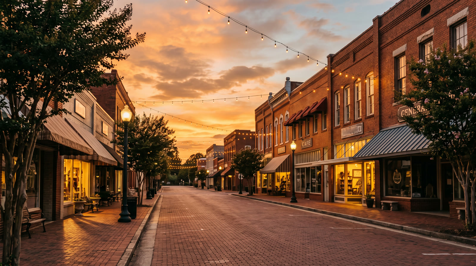 Brick storefronts on Main Street
